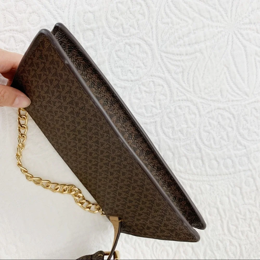 Michael Kors MK Signature‎ Metal Chain Leather Fanny Pack Belt Bag